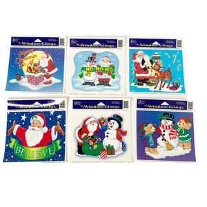Vintage Classic Clings Christmas Window Clings Decorations 1999 Lot of 6